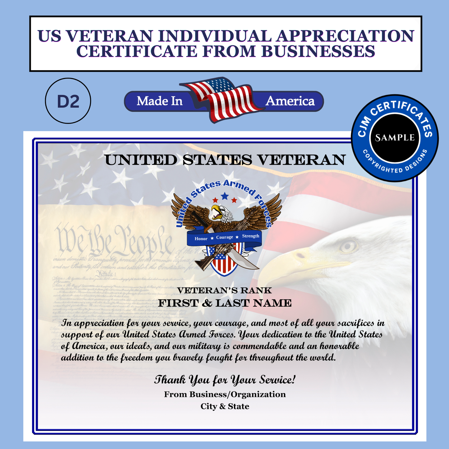 D2 Veteran Appreciation Certificates: Edit & Download
