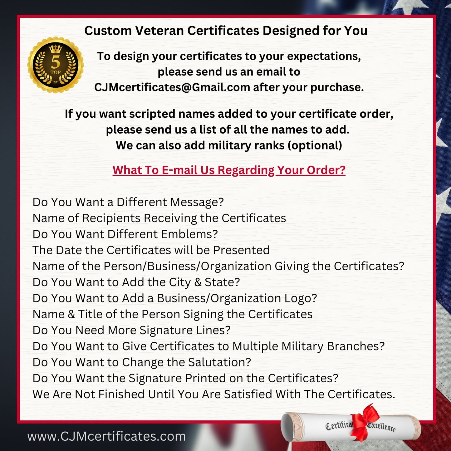 Business Veteran Appreciation Certificates D1