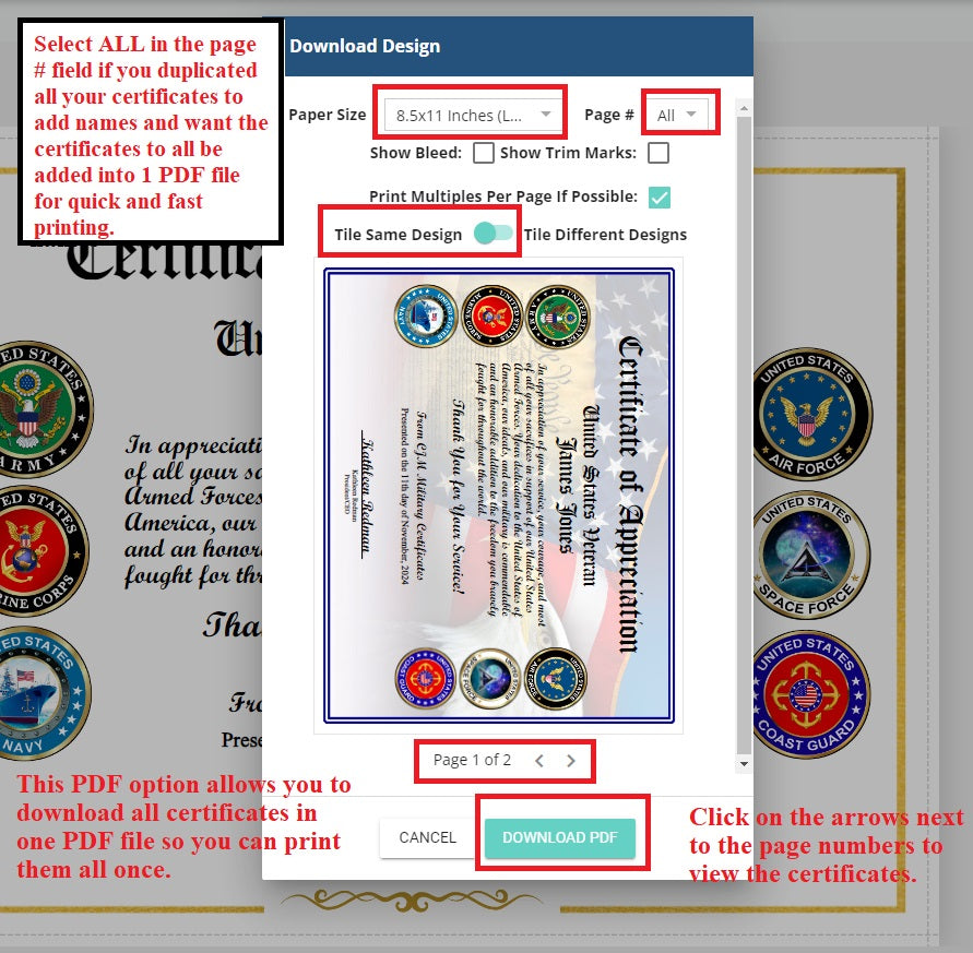 Instructions for designing your military certificates in CORJL
