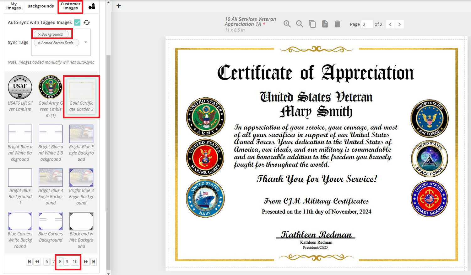 How to change the Background of your military certificate