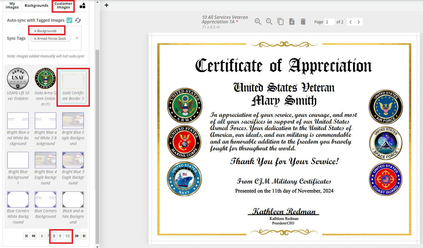 All Services Veteran Appreciation Certificates (60 Pack)