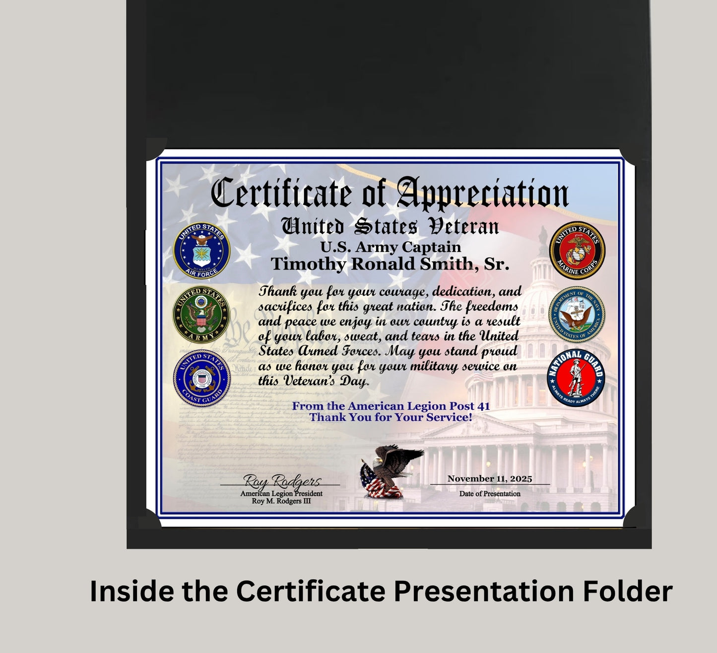 Business Veteran Appreciation Certificates D1