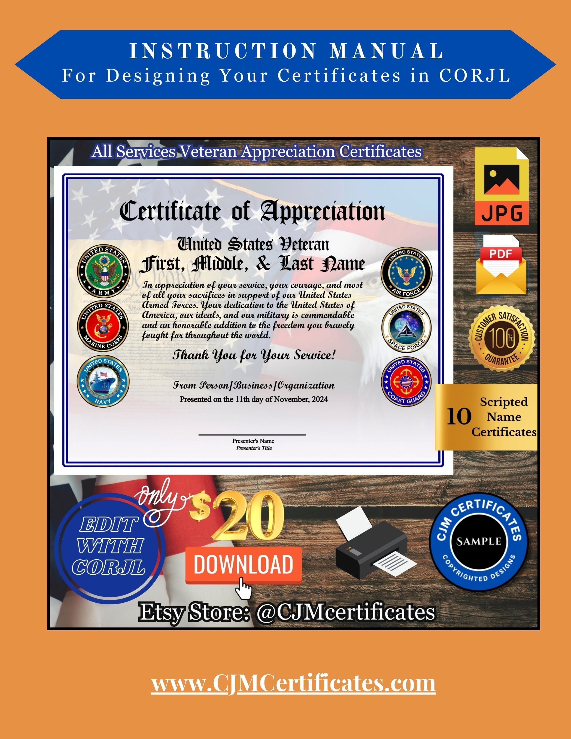 Corjl Instruction Example Purchase Your Certificate Template - Customize Your Certificate in ...