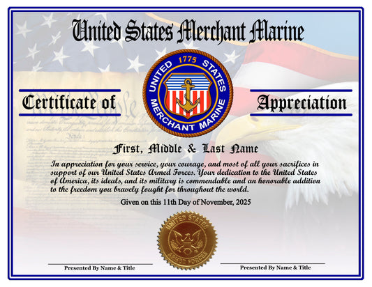 P13 Printed Veterans Day Certificates Pack