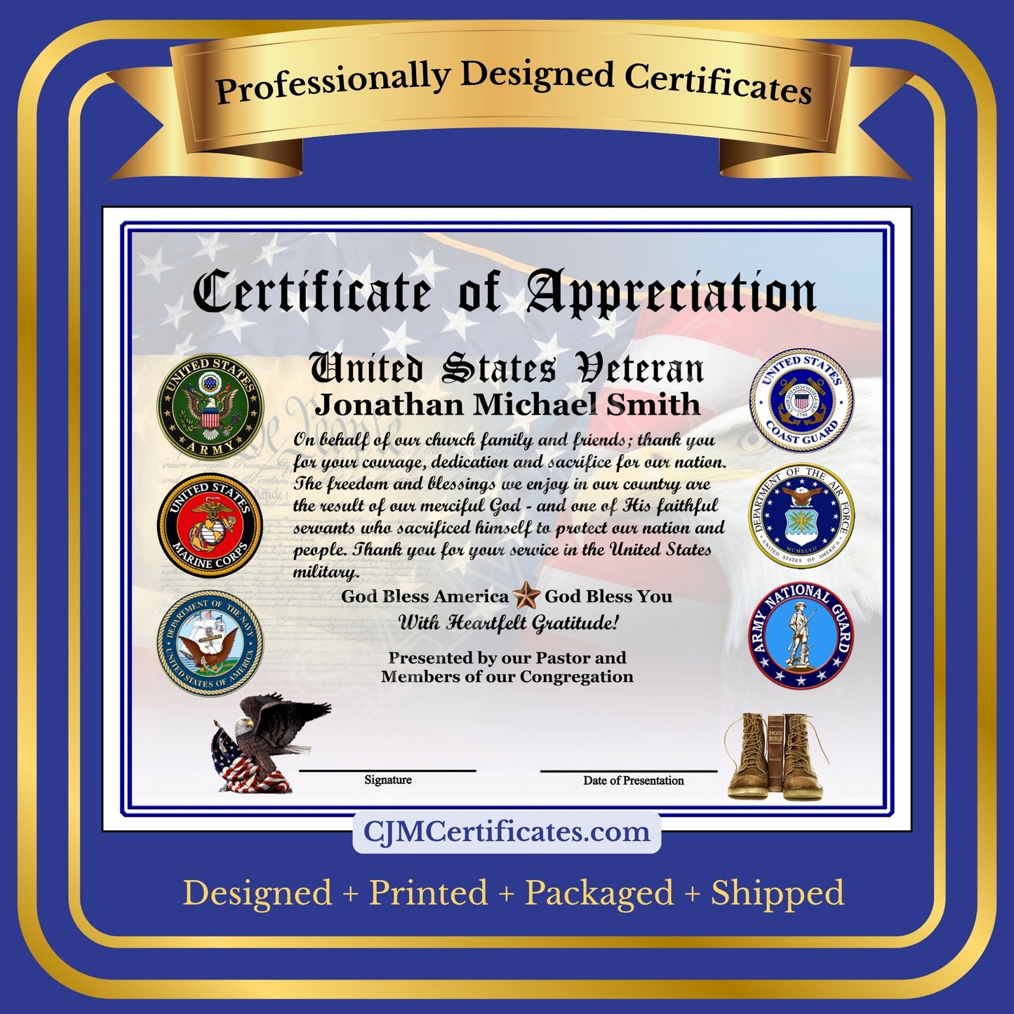 Ministry Veteran Appreciation Certificates D2