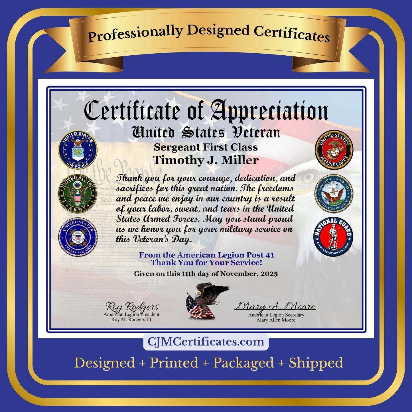 Organization Veteran Certificates D1
