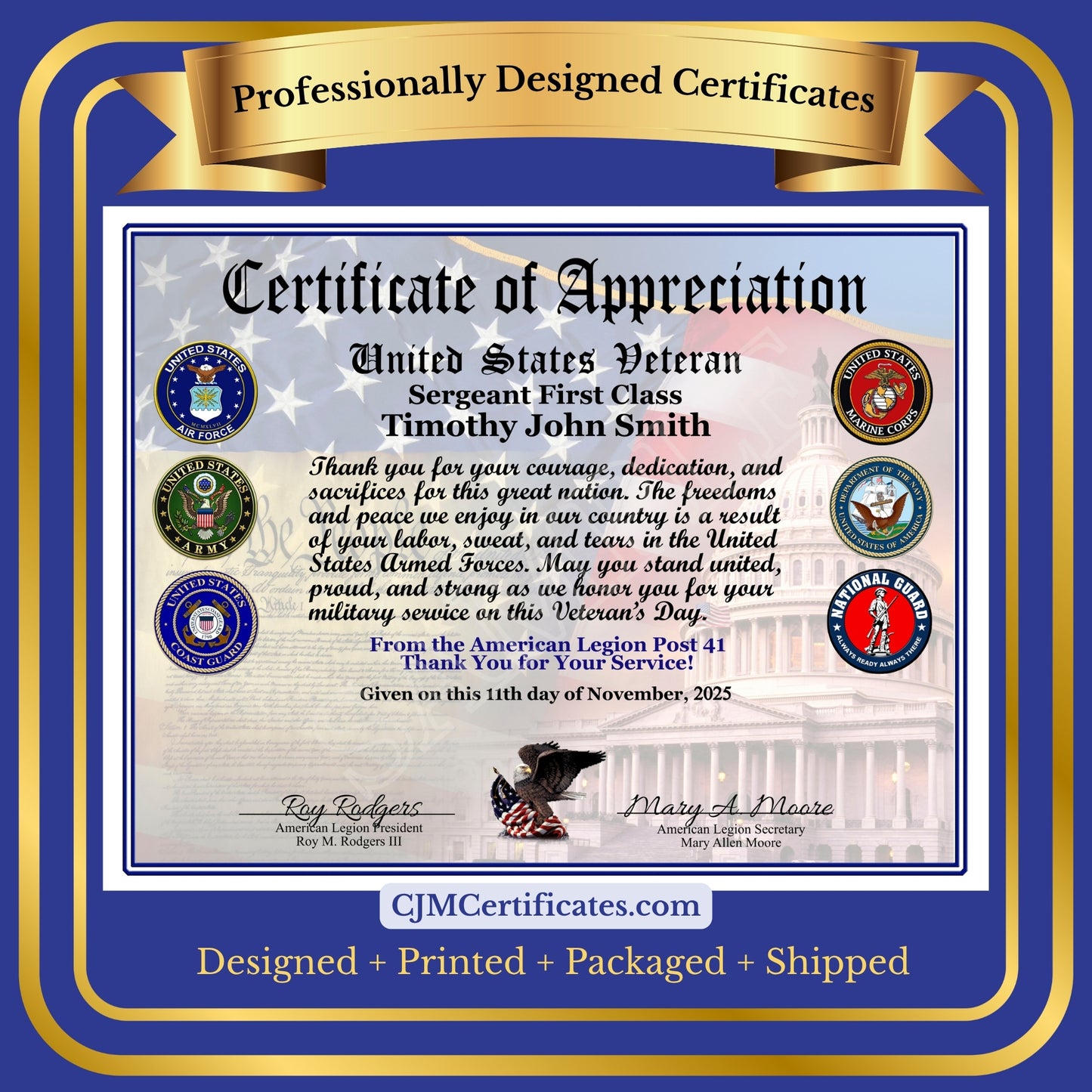 Organization Veteran Certificates D2