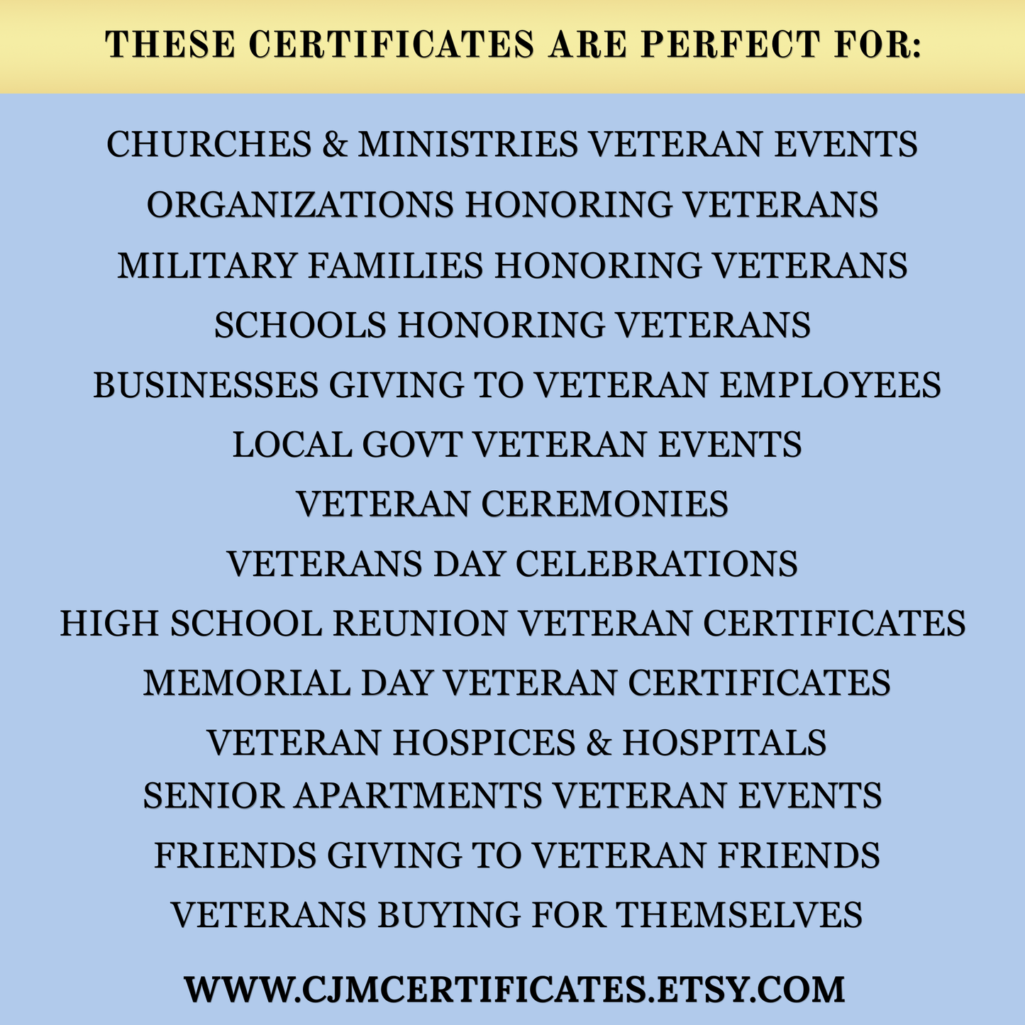 P-D68 Printed All Services Veterans Day Certificates Pack