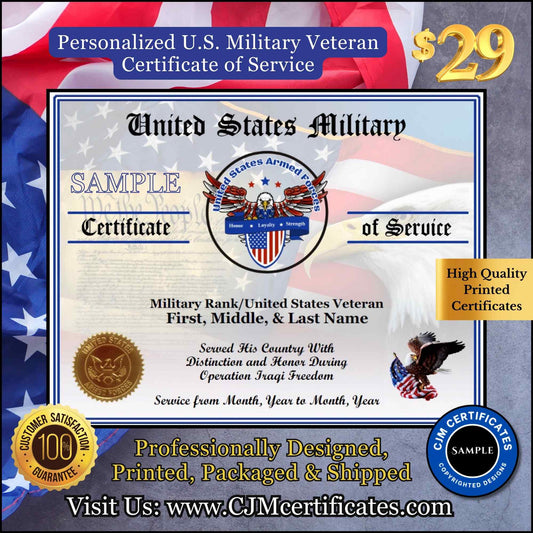 Veteran Certificates of Service