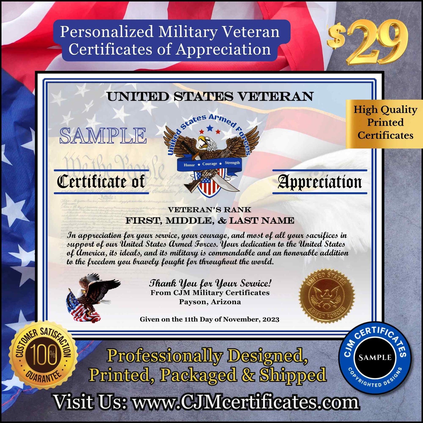 Veteran Certificates of Appreciation